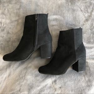 Faux Suede Block Heel Booties